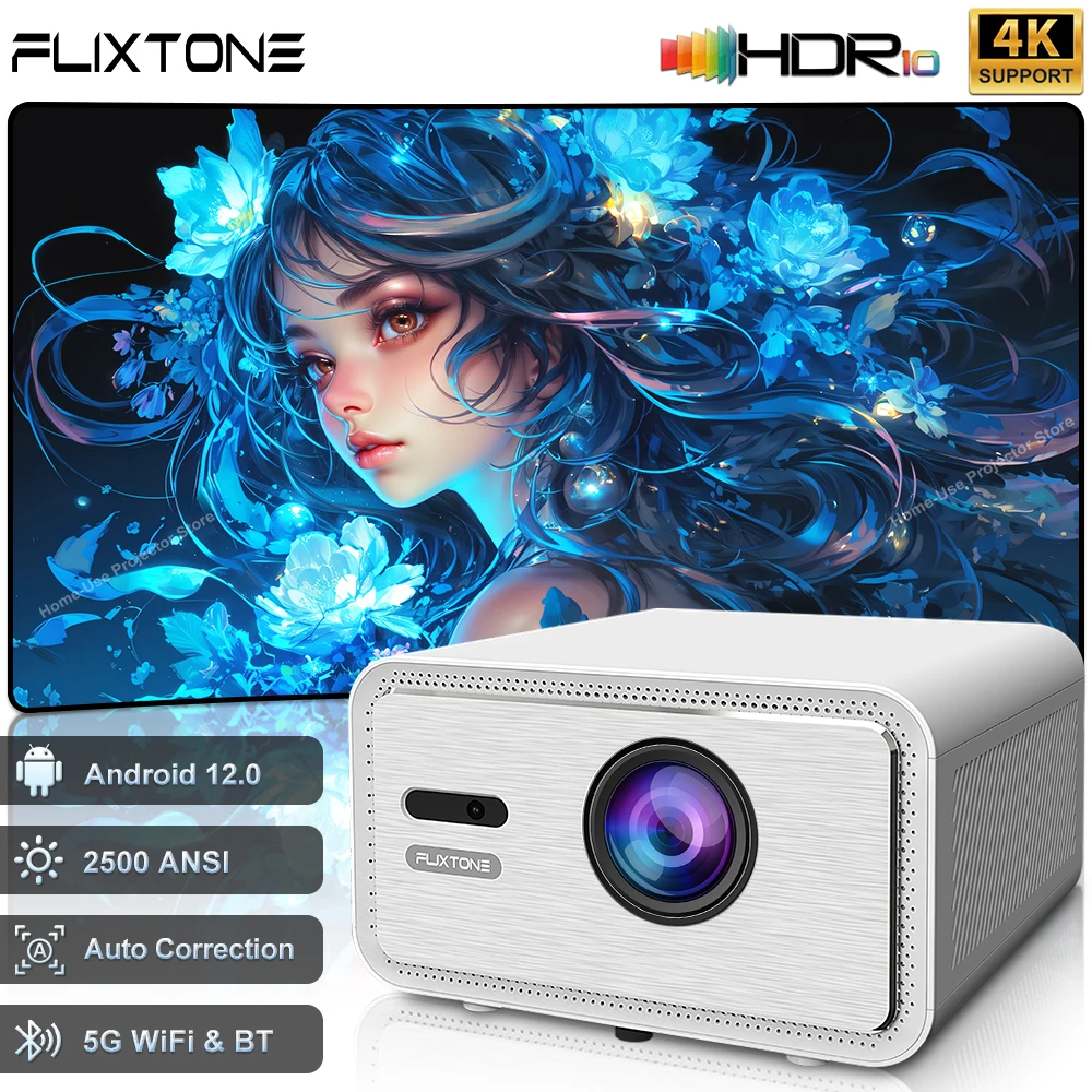Flixtone D9W Mini 2500 ANSI Full HD 1080P 4K Projektor für Familienfeiern, Kinos, Outdoor-Unterhaltung, Tragbare Beamer Image