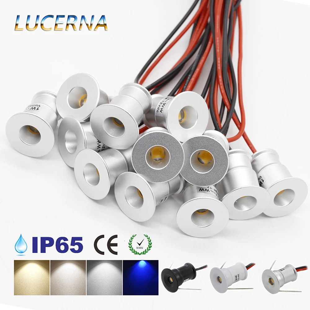 Mini-Strahler, 1 W, 12 V, LED-Strahler, dimmbar, für Küche, Schlafzimmer, Decken-Downlight, IP65, Weiß, Schwarz, Silber, Treppen-Display-Strahler