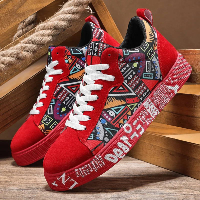Atmungsaktive Sportschuhe, Skateboard-Schuhe, Herrenschuhe mit Herz- und Musik-Grafikdesign, Freizeitschuhe für Paare