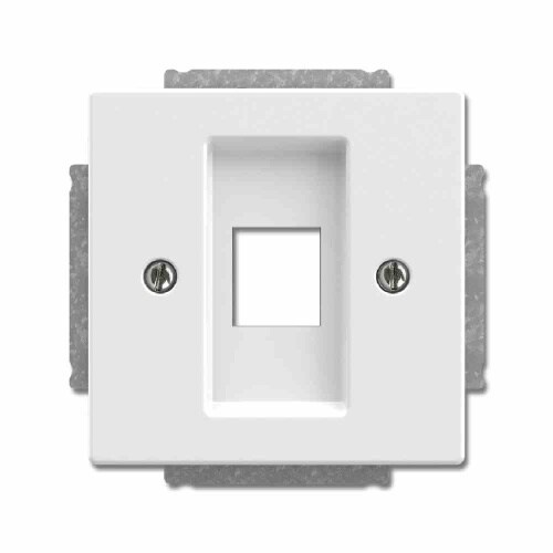 Busch-Jaeger solo Zentralplatte, Modular-Jack, studioweiß, glänzend, Befestigung mit Schraube, ohne Beschriftungsfeld Image