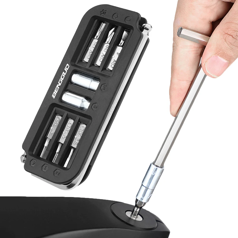 10 en 1 vélo multi-outils en acier cyclisme combinaison outils d'entretien clé hexagonale embout jeu de douilles outil vélo mécanicien outil