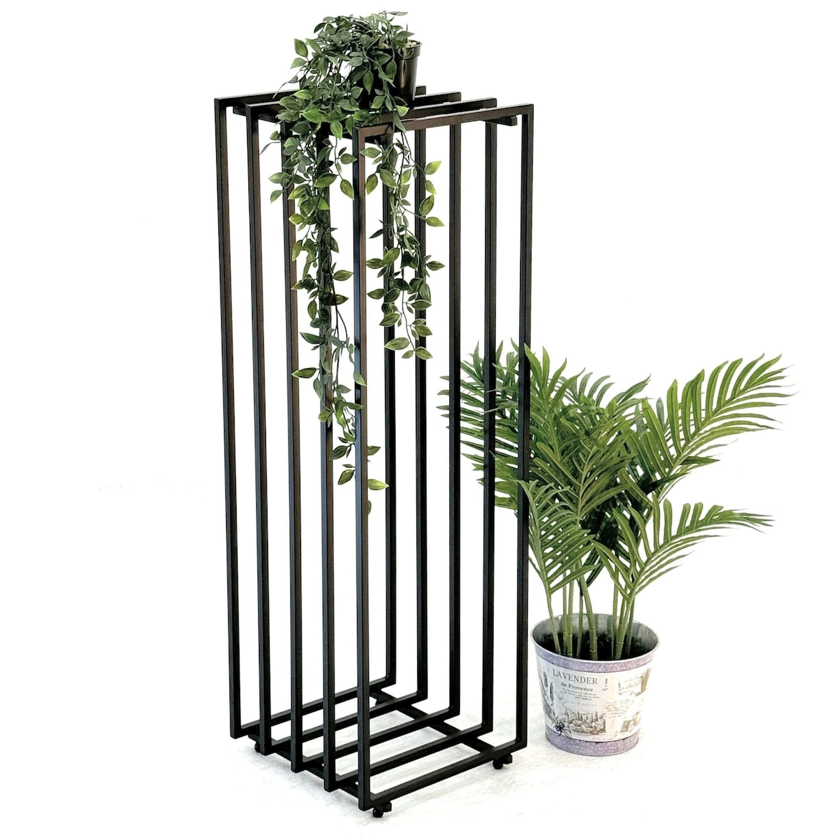 DanDiBo Blumenständer Metall Schwarz Eckig 96609 Pflanzenständer Beistelltisch Modern Design Innen Outdoor Image