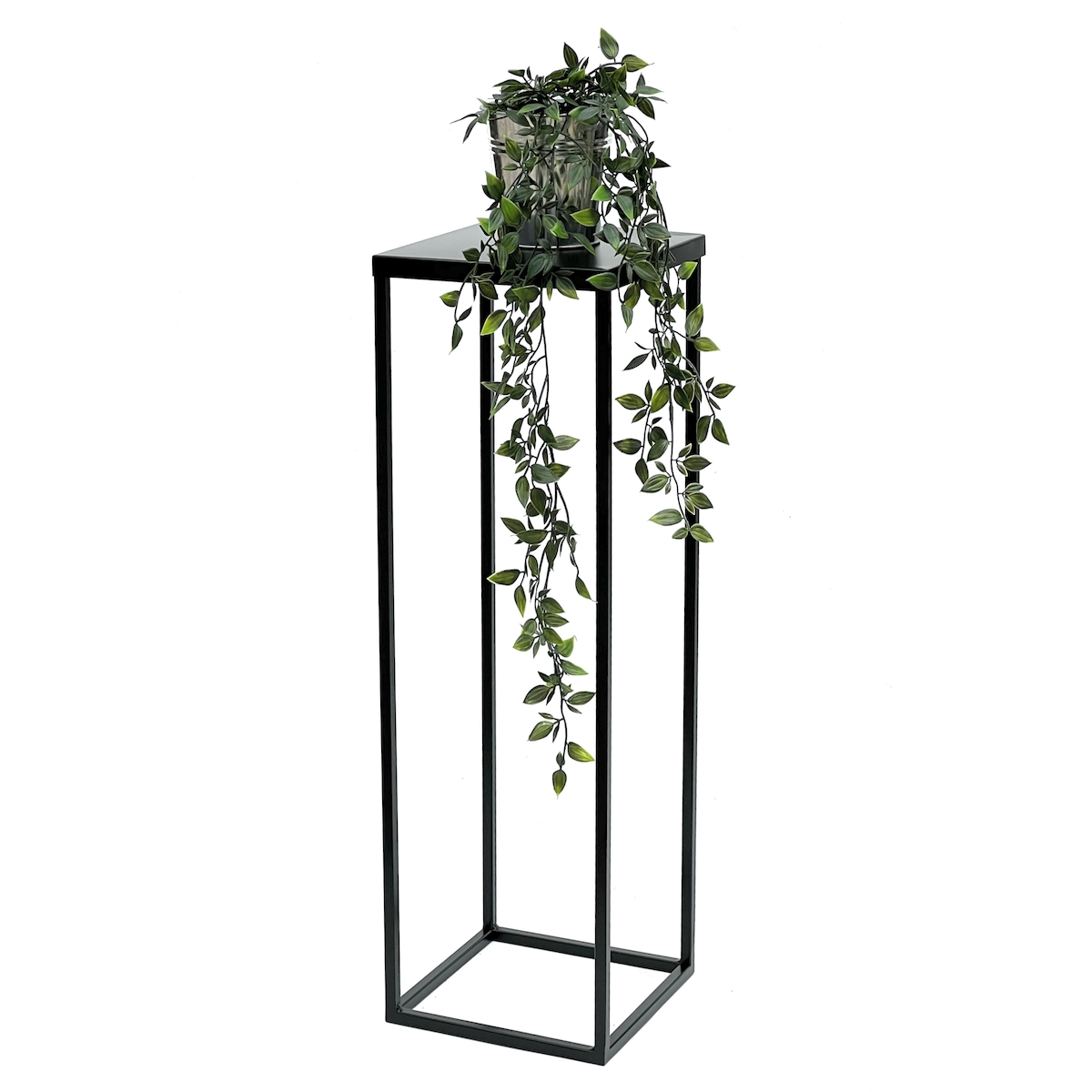 DanDiBo Blumenhocker Metall Schwarz 70 cm Eckig Blumenständer Beistelltisch FRA-005 Blumensäule Modern Pflanzenständer Pflanzenhocker Image