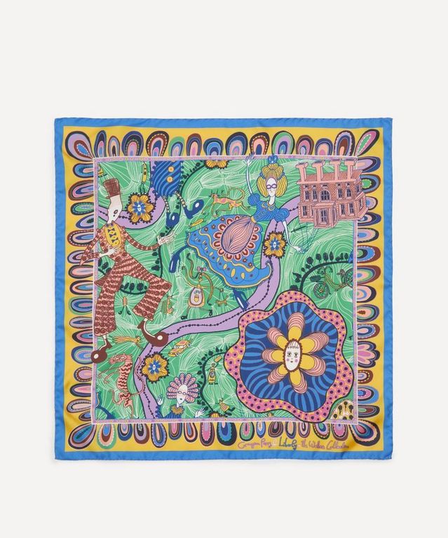 Grayson Perry For Shirley Smith 45X45 Silk Scarf - Blue - Liberty Scarves