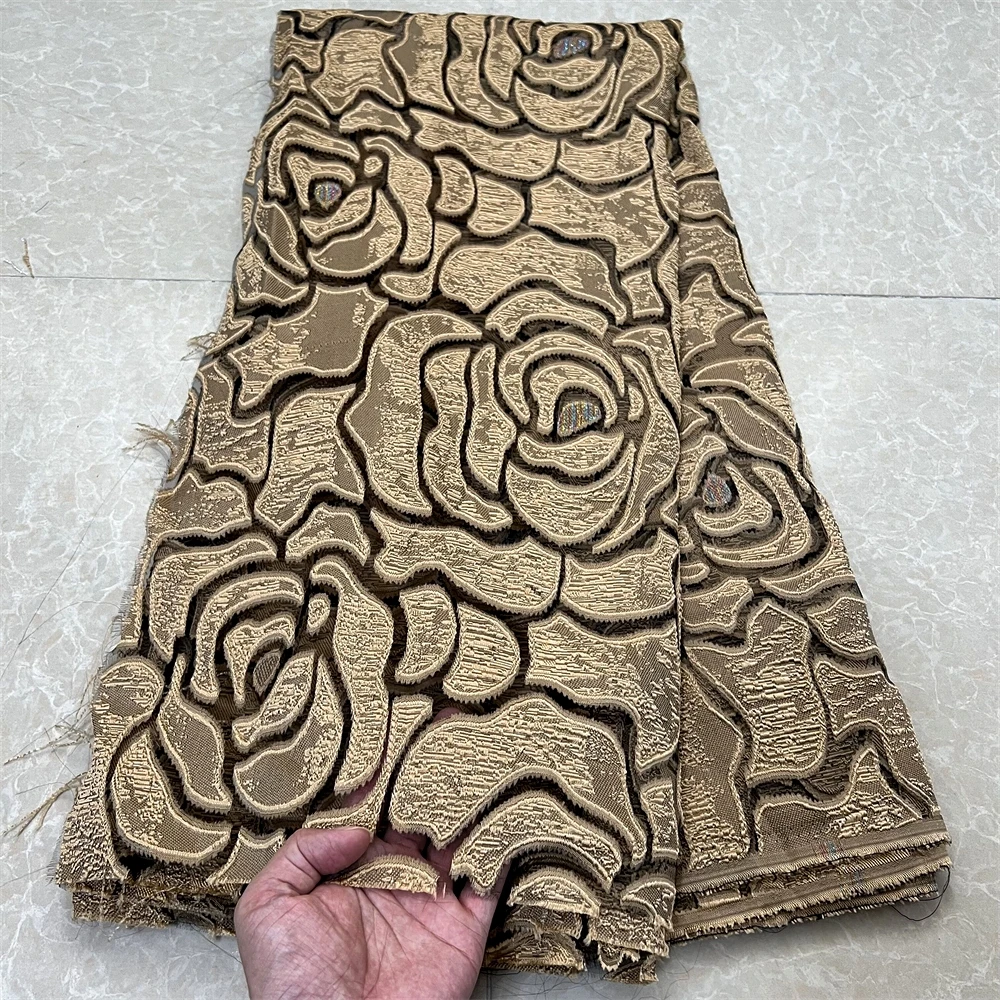 2024High Quality African Nigerian Tulle Lace Fabric Organza Embroidery Guipure Party Gown Dress Brocade Jacquard Wedding 5Yard