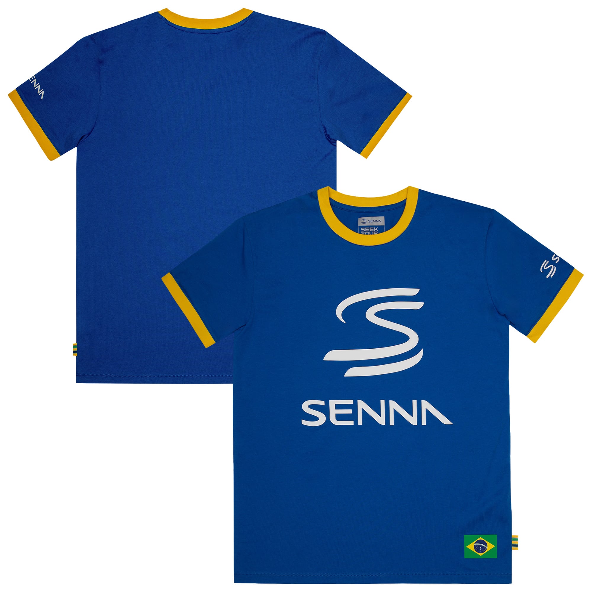 T-shirt Ayrton Senna avec logo Ayrton Senna - Bleu marine - unisexe Taille: XL