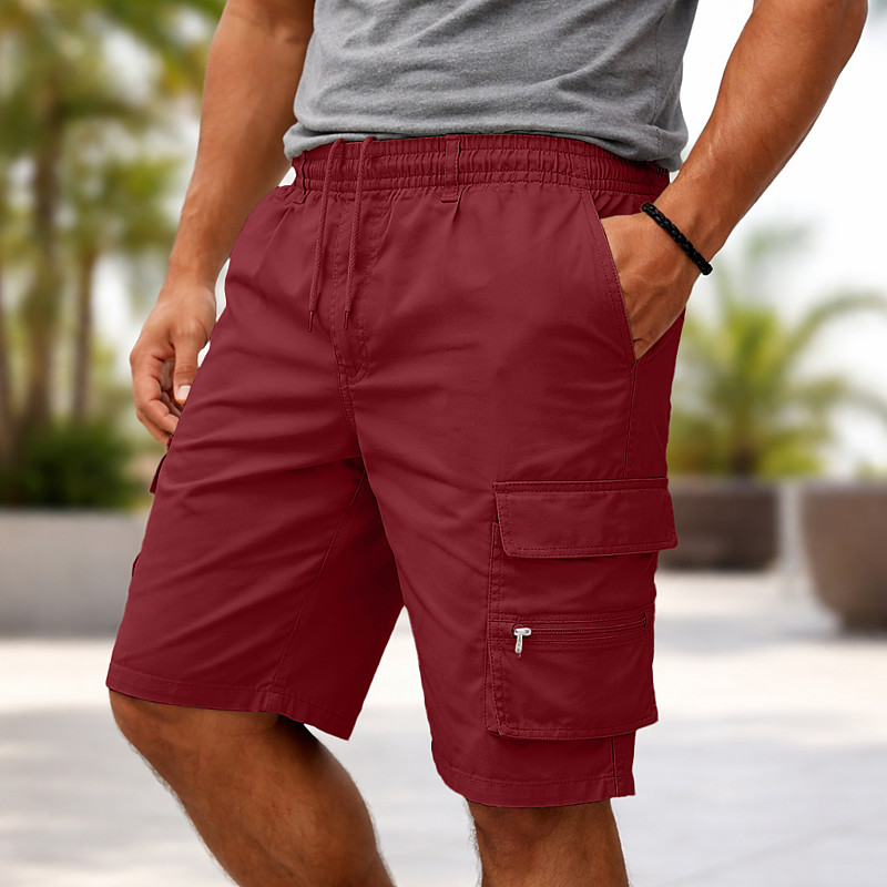 Men's Tactical Cargo Cargo Shorts Shorts Casual Shorts Pocket Elastic Waist Plain Knee Length Casual Outdoor Streetwear Fashion Streetwear Navy Blue Red Micro-elastic