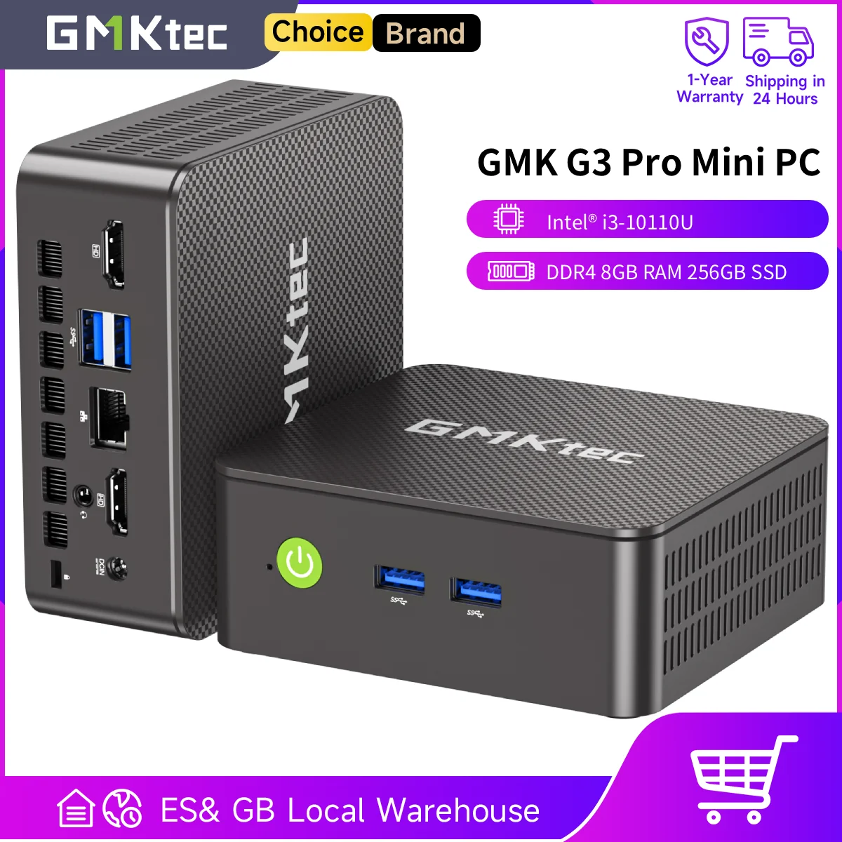 GMKtec G3 Pro Mini-PC Intel ® i3-10110U DDR4 8GB RAM 256GB SSD Desktop Mini-Computer Windows 11 Pro WiFi 6 BT5.2 für Zuhause/Büro Image