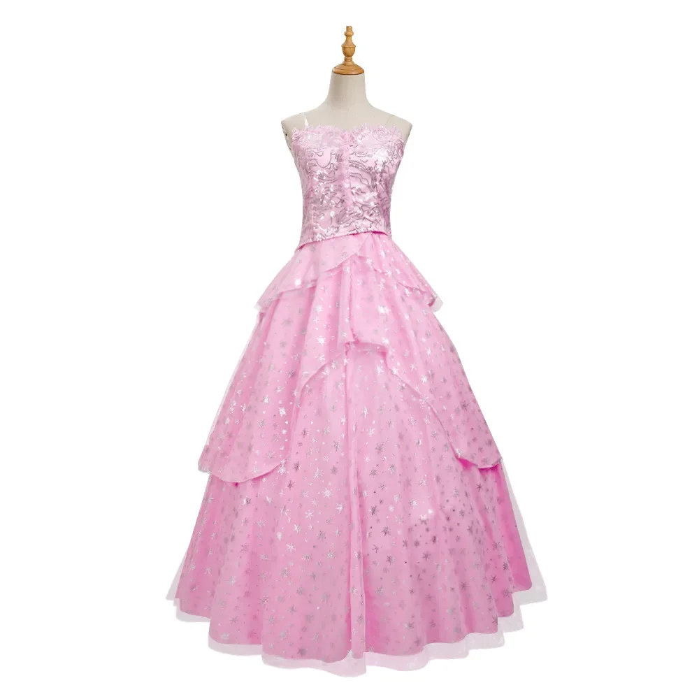 Wicked Glinda Elphaba Cosplay Kostüm Magische Wicked Hexe Glinda Cos Komplettsets Rosa Mantel Uniform für Frauen Party Rollenspiel Outfit Image