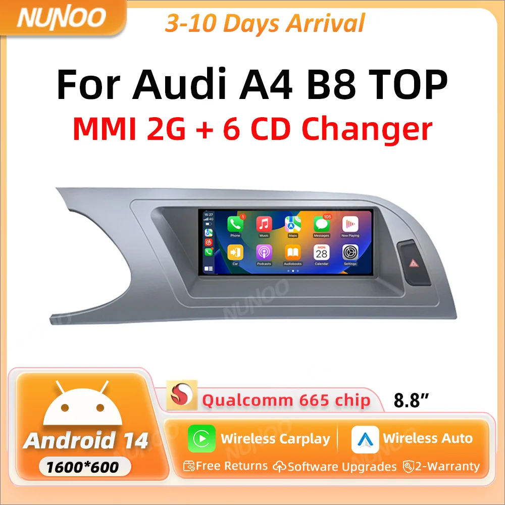 Schneller Versand Kabelloses CarPlay Android Auto Autoradio für Audi A4 B8 2008-2009 Intelligentes Multimedia GPS 4G WiFi Autoradio Image