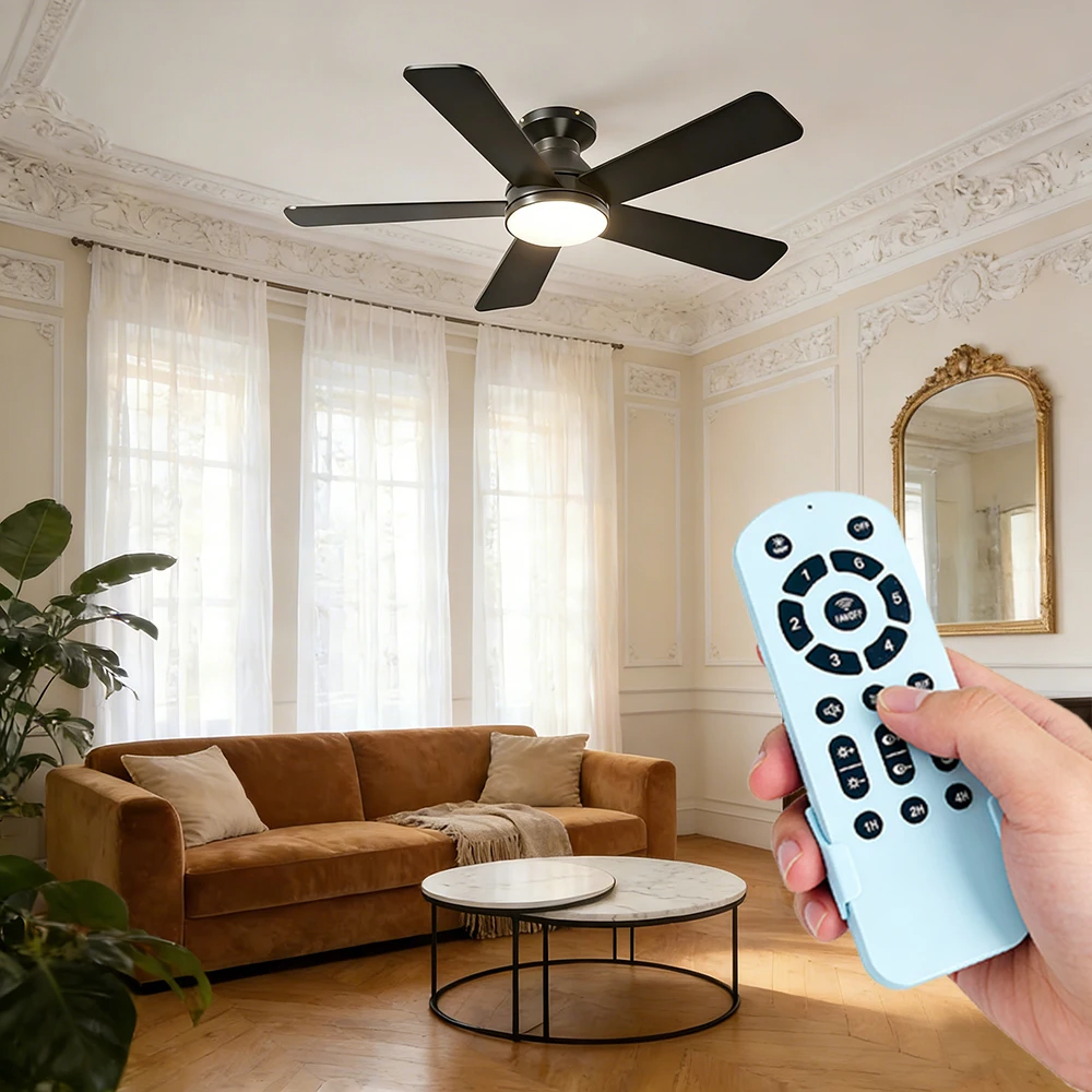 Deckenventilatoren mit Beleuchtung, dimmbar, 132 cm Deckenventilator mit Fernbedienung, leise, reversibel, mit Speicherfunktion, Timer, 6 Geschwindigkeiten.