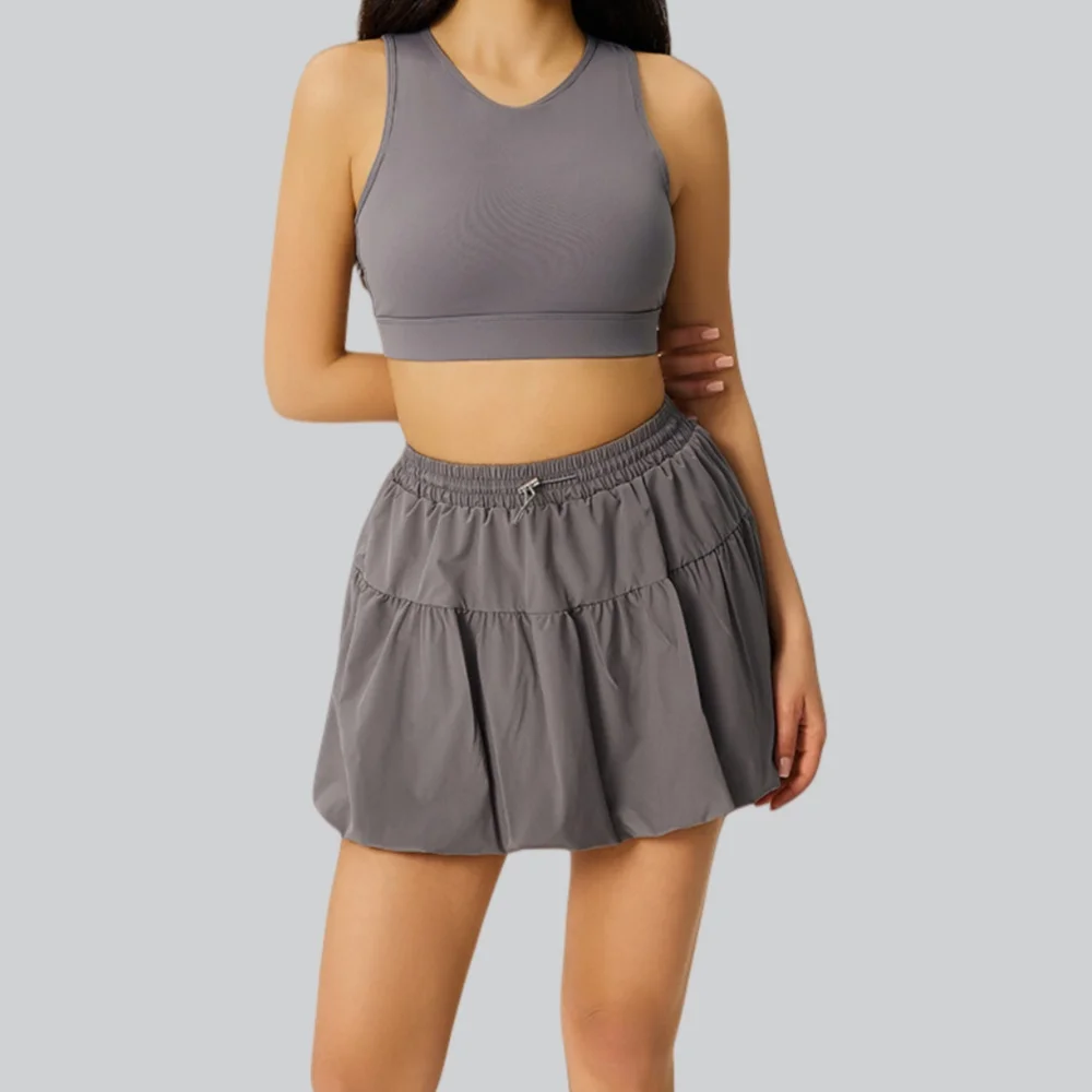 Ensemble de yoga 2 pièces pour femme, ensemble de sport, soutien-gorge de sport, jupe courte, vêtements d'entraînement, tenue de course, vêtements de sport, ensembles de sport athlétiques