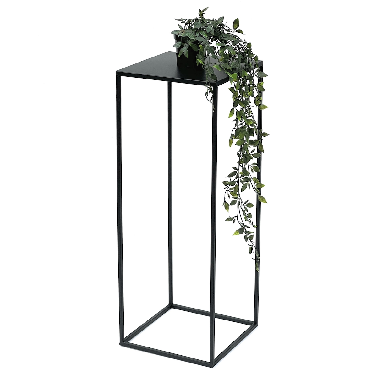 DanDiBo Blumenhocker Metall Schwarz Eckig 70 cm Blumenständer Beistelltisch 96315 L Blumensäule Modern Pflanzenständer Pflanzenhocker Image