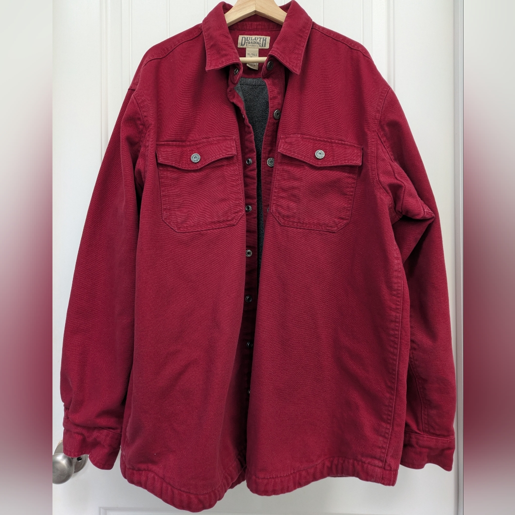 Levi's Jackets & Coats | Duluth Trading Co Men's Heavy Canvas Chore Jacket -Fleeced Line | Color: Red | Size: Xlt