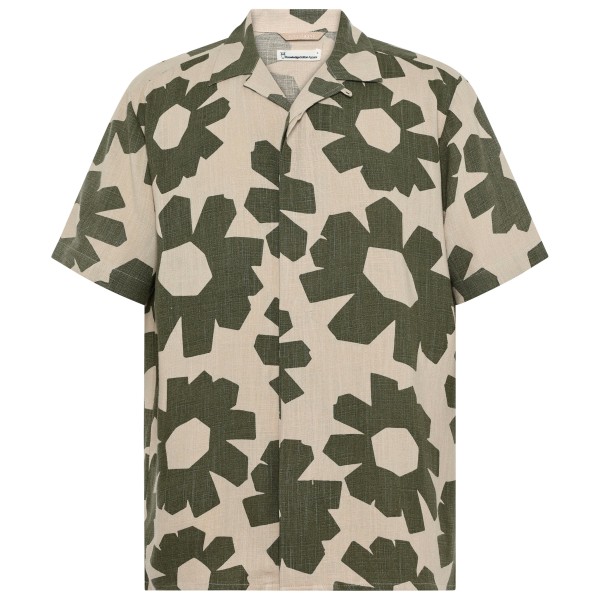 KnowledgeCotton Apparel - Linen-Mix Printed Shirt - Hemd Gr XL oliv/beige