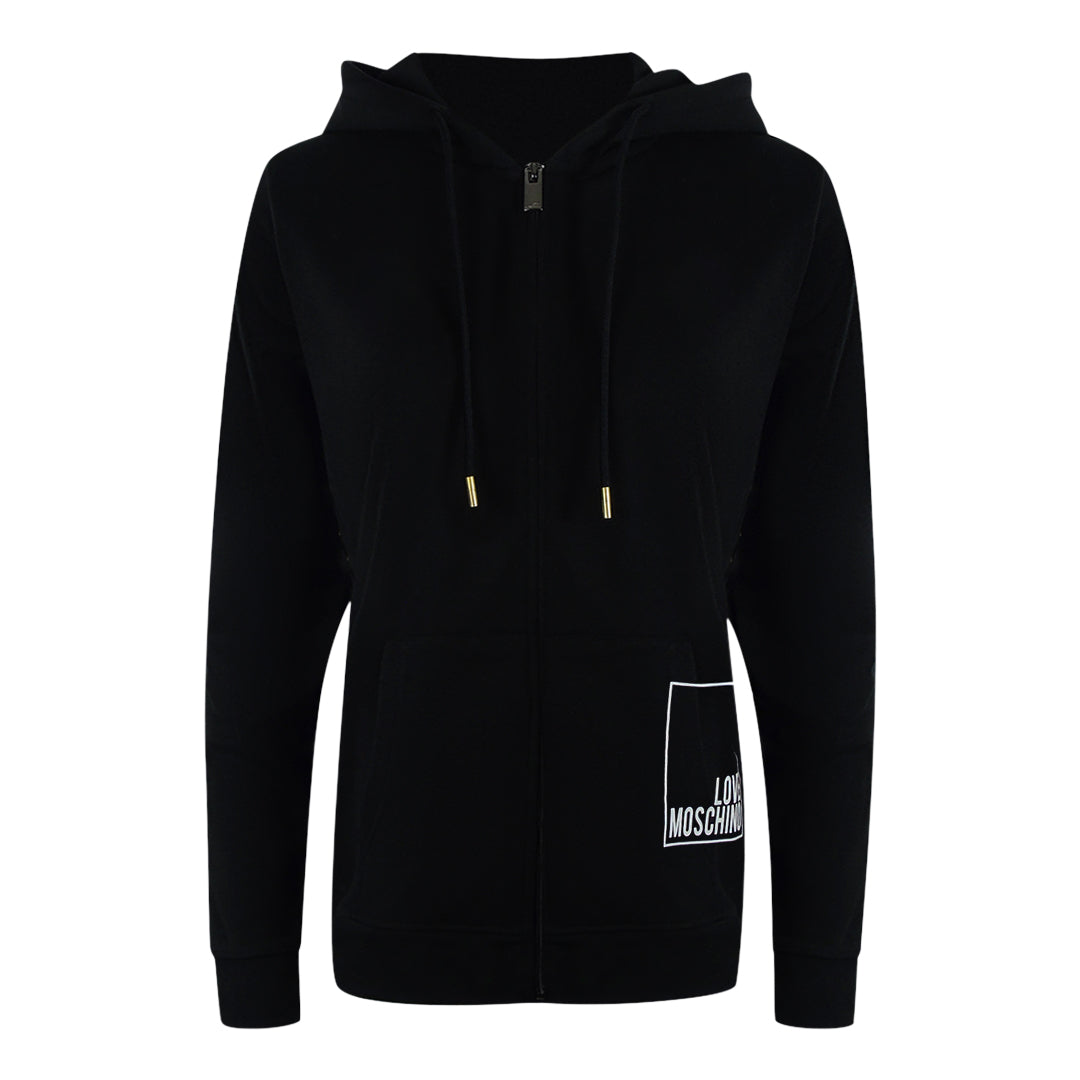 Love Moschino Schwarzer Zip-hoodie, Größe S, Weißes Logo