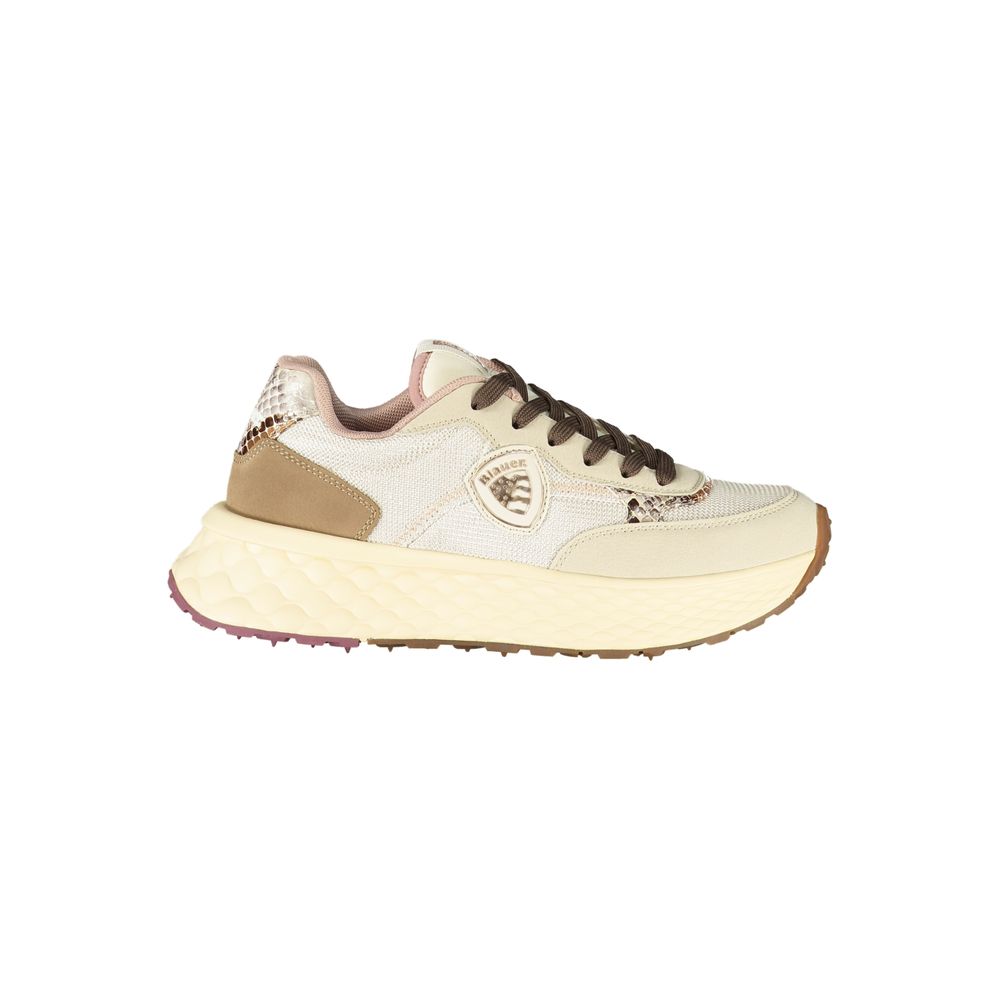 Blauer Beige Leder Damen Sneaker US 39
