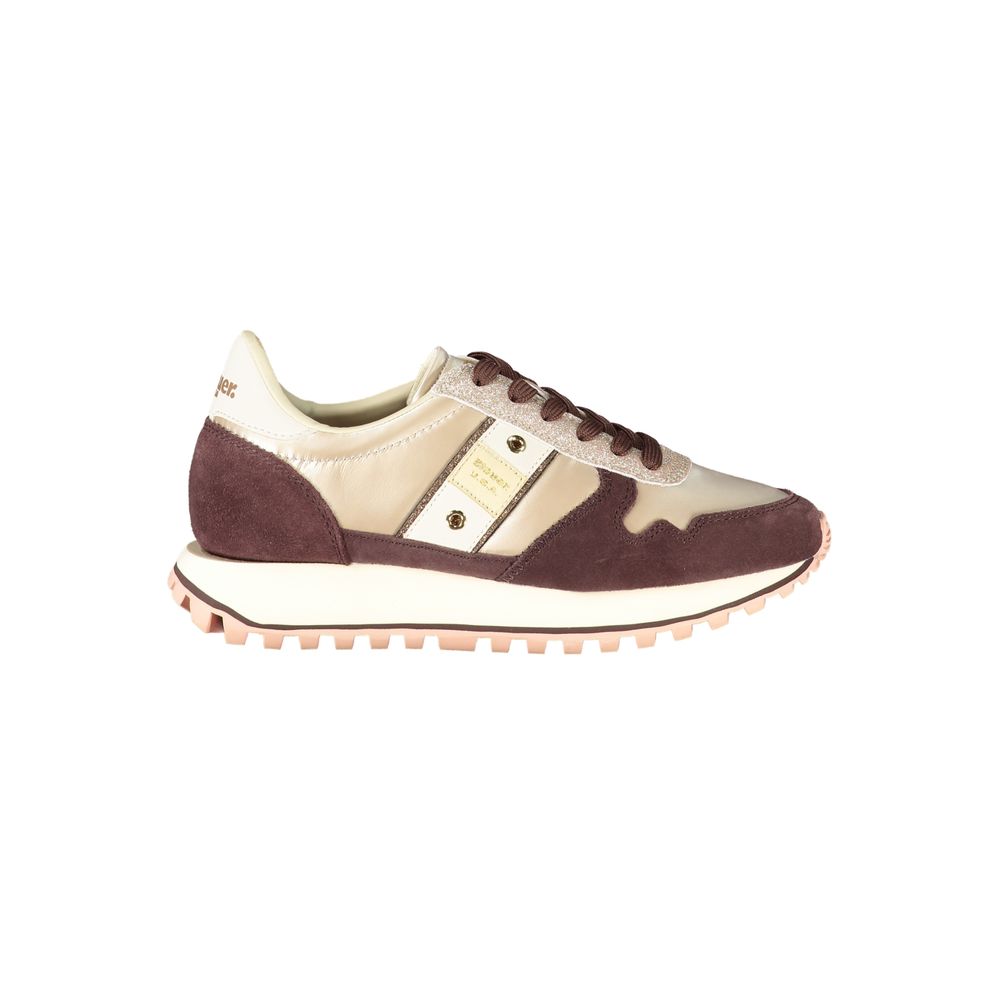 Blauer Beige Leder Damen Sneaker EU 38