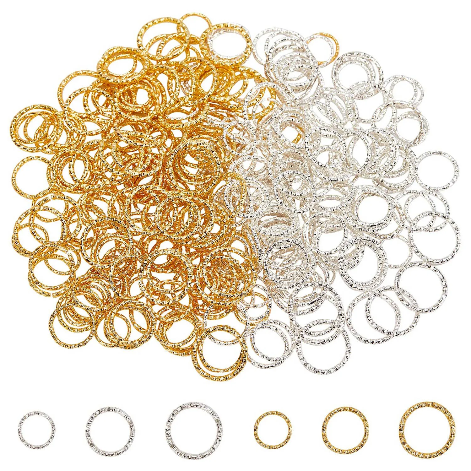 50pcs anelli di salto Color argento dorato anelli spaccati intrecciati rotondi 8 10 12 15 18 20 mm connettori ad anello per gioielli che fanno risultati fai da te