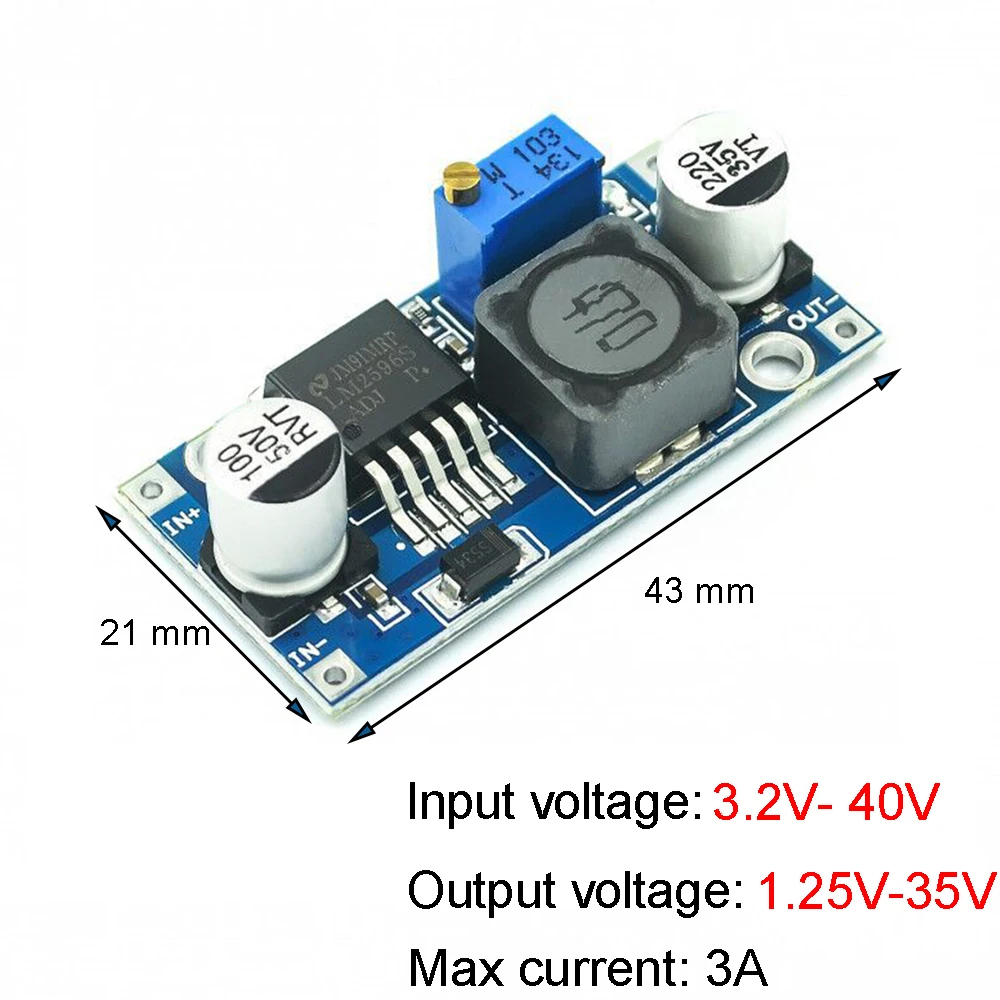 LM2596s DC-DC 3A Modulo di Alimentazione Regolabile Modulo Step-down LM2596 Regolatore di Tensione 24V 12V 5V 3V Per Auto/Elettrico Equipaggiamento