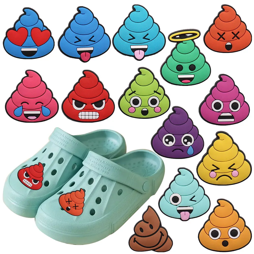 Vendita singola 1 pz ciondoli per scarpe in PVC Fit braccialetti Cartoon Colorful Shit Hole Slipper decorazione accessori per scarpe ornamento regalo per bambini