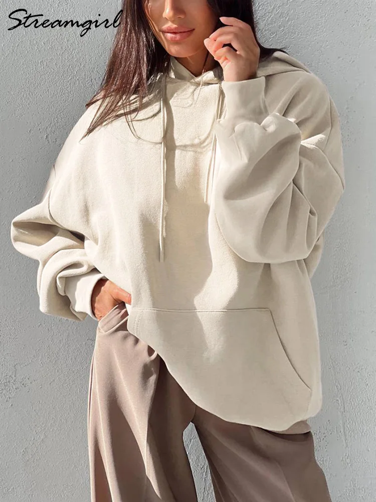 Streamgirl Winter Warm Fleece felpe con cappuccio per donna felpe larghe bianche verdi con felpa con cappuccio Pullover rosa felpe con cappuccio donna Top in velluto