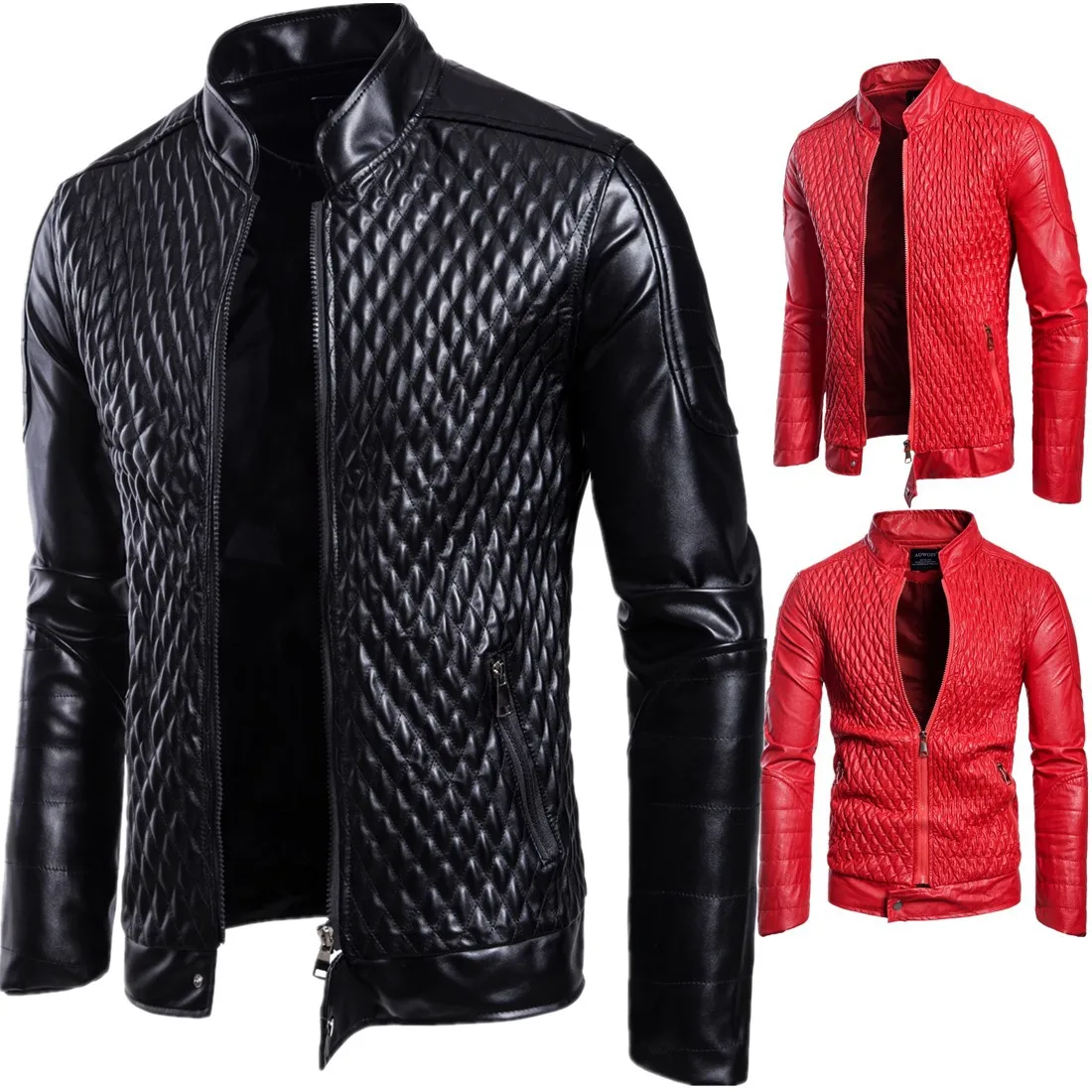 Giacca in pelle sottile con colletto Punk rialzato da uomo, cappotto decorativo in Pu con cerniera, abbigliamento da motociclista da uomo, abbigliamento Casual maschile, primavera, autunno