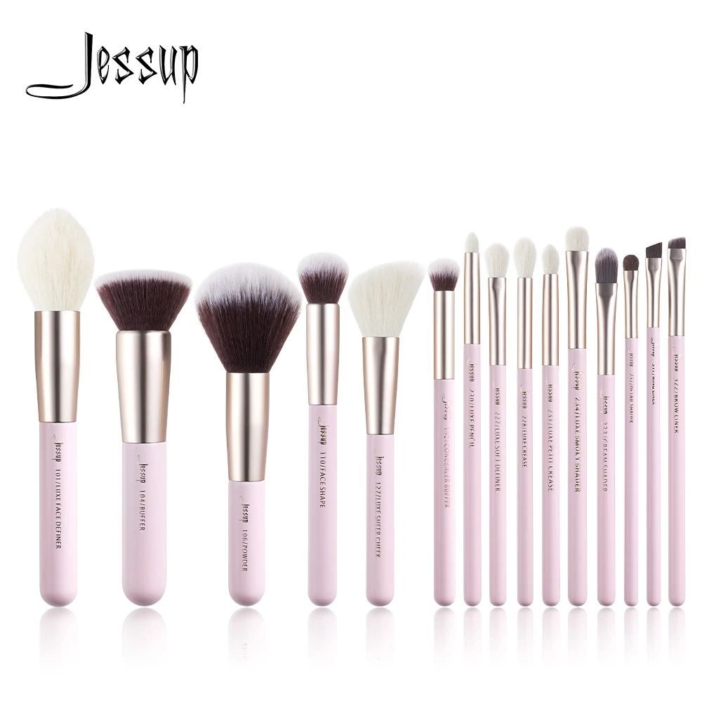 Jessup Pennelli per trucco Set 15 pezzi Pennello per trucco professionale Fondotinta in polvere Ombretto Frullatore Liner Fard Brochas