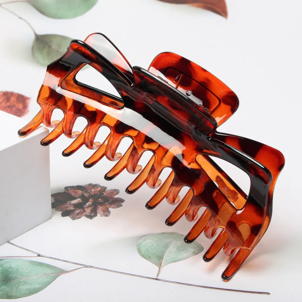 Clip per artiglio per capelli grande da 5,5 pollici Grande elegante forcina in plastica Morsetti per capelli tartarugato Clip per granchio per accessori per capelli per ragazze da donna