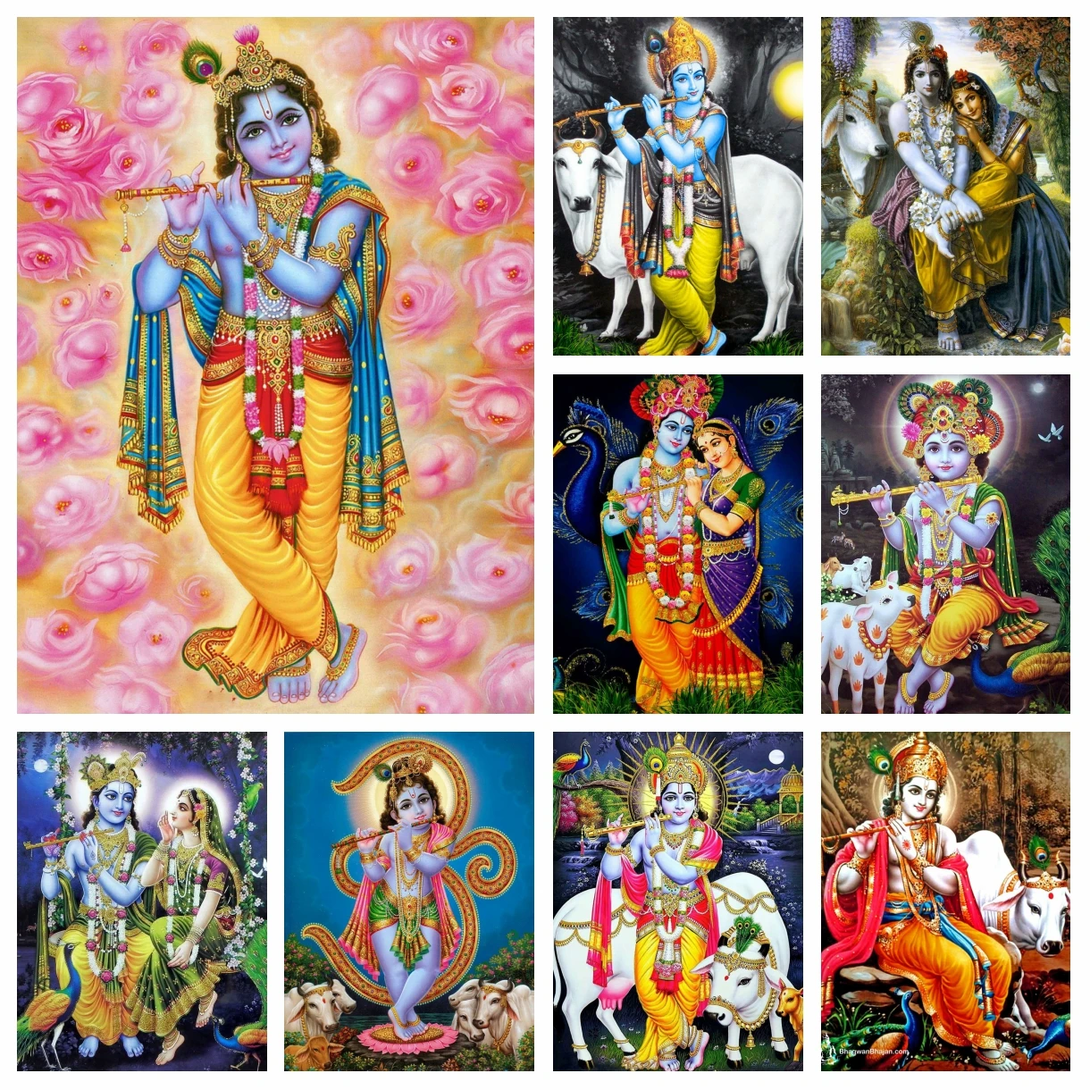 Indian God Radha Krishna Wall Art pittura diamante pieno arte indù punto croce ricamo immagine mosaico artigianato soggiorno Decor