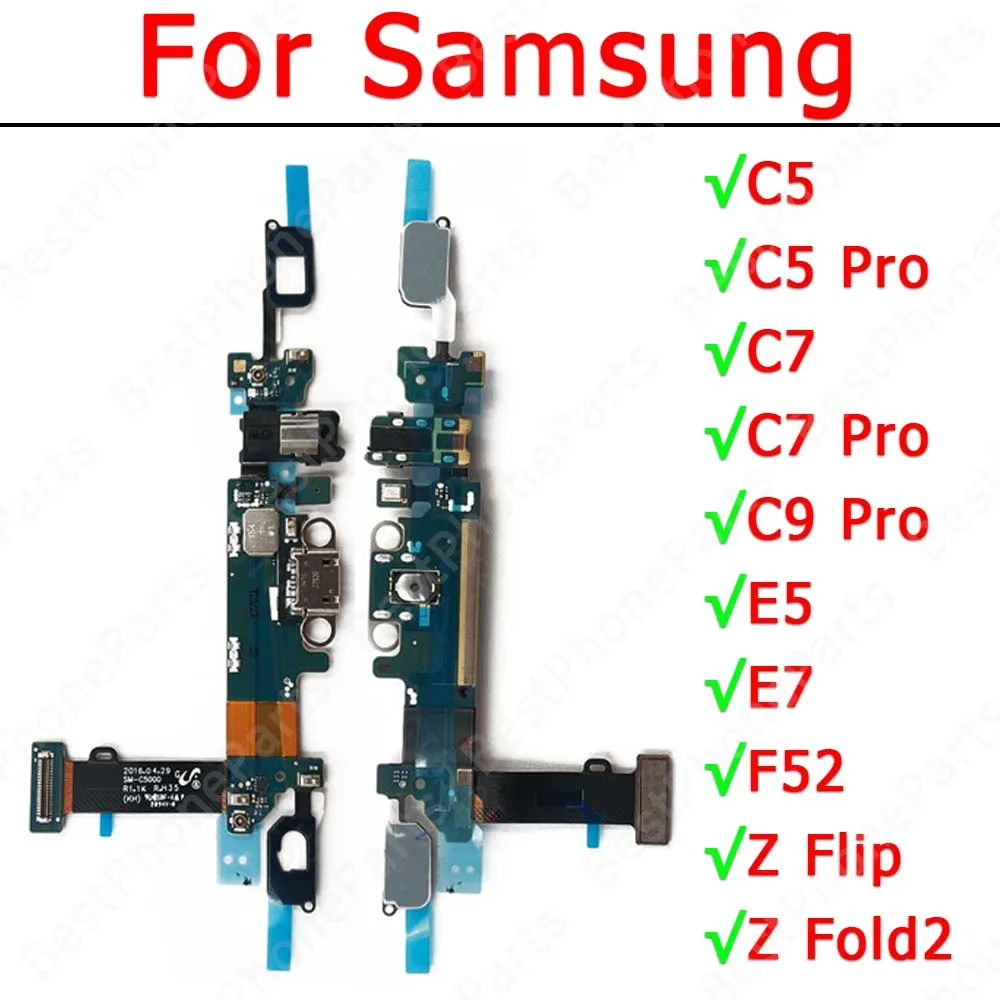 Scheda di ricarica per Samsung Galaxy C5 C7 C9 Pro E5 E7 F52 Z Flip Fold2 connettore Usb porta di ricarica piastra PCB Dock Parts