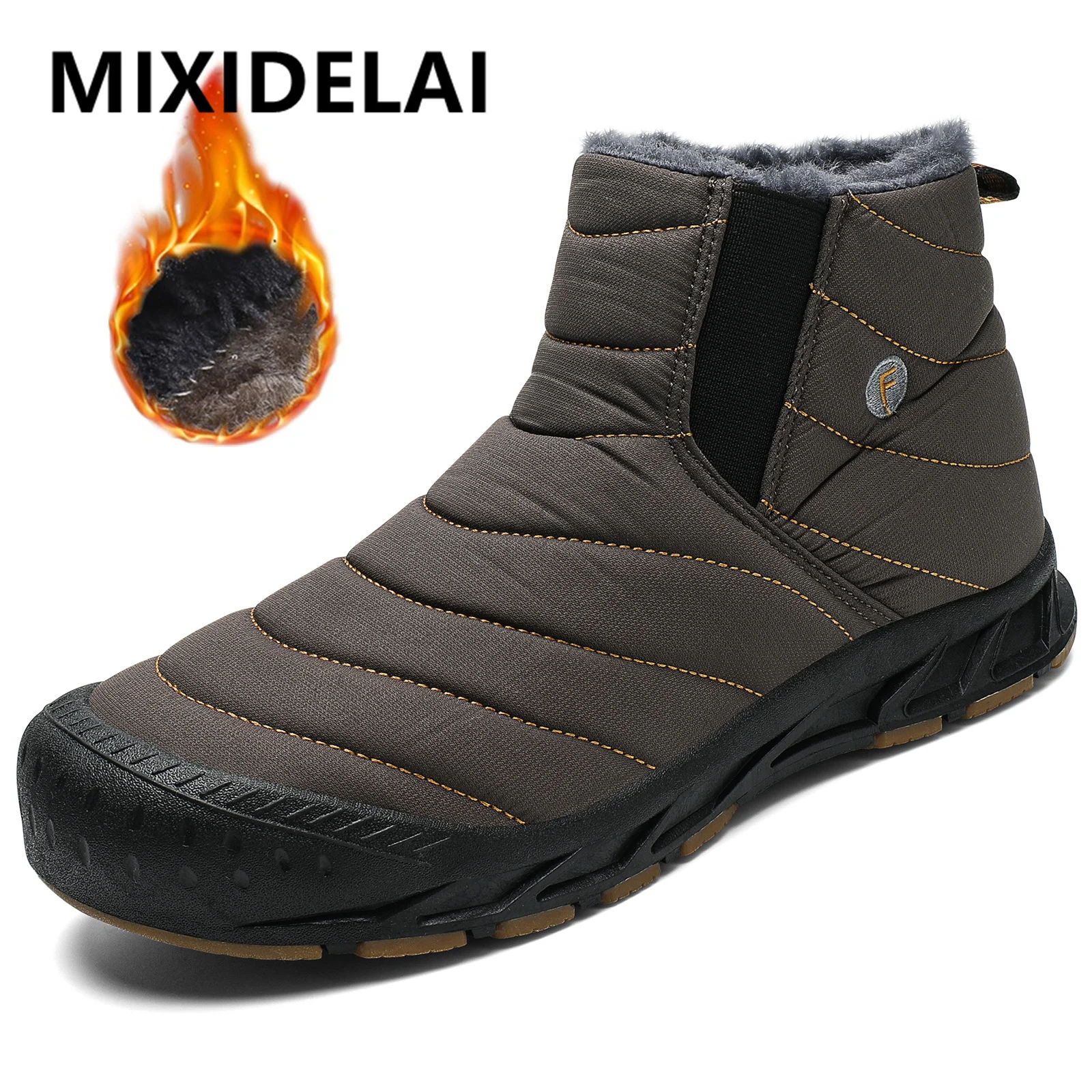 Stivali invernali da uomo Stivali da neve da uomo caldi in peluche Stivali impermeabili taglie forti Stivaletti da uomo comodi da esterno Sneakers da uomo invernali