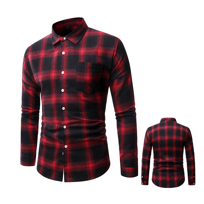 Camicia a quadri rossa e nera Camicie da uomo 2025 Nuova moda autunnale Chemise Homme Camicie a quadretti da uomo Camicia a maniche lunghe Camicetta da uomo