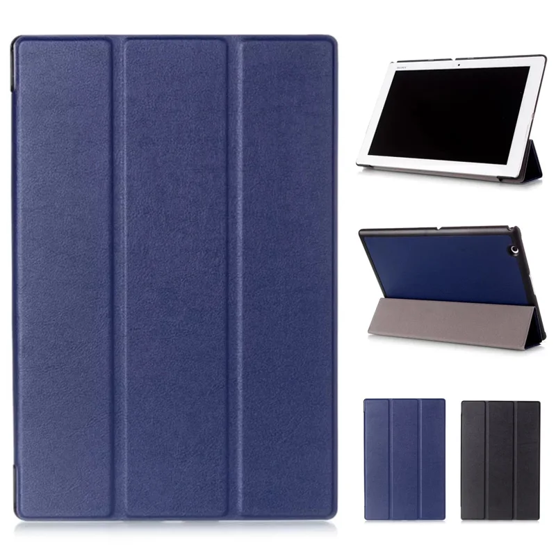 Per Sony Xperia Z2 Custodia per tablet Tri-Fold Custodia in pelle PU per Sony Xperia Z2 Z3 Custodia Tablet Coque Funda Nero / Blu