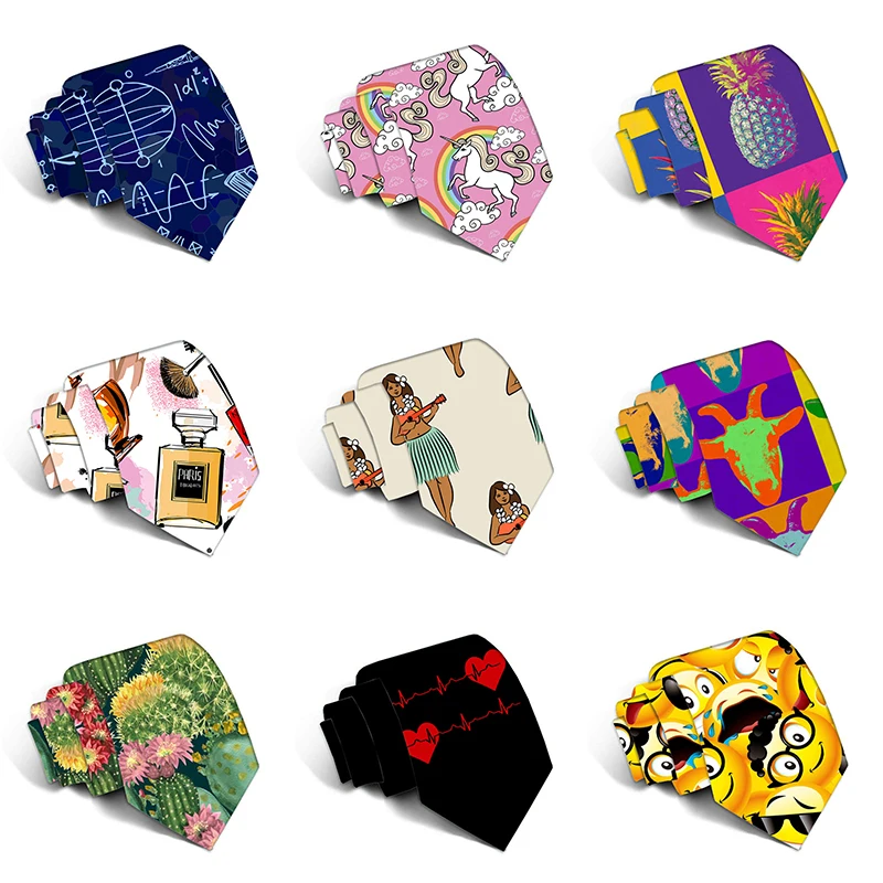 2020 New Fashion 8cm larghezza creativo 3D stampato cravatta da uomo festa di nozze affari cravatte sottili in poliestere per uomo divertente stampa cravatta