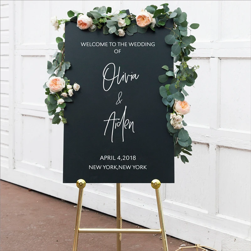 Decalcomanie per cartello di benvenuto personalizzato Decorazioni per matrimoni, decalcomania per cartello di benvenuto per ricevimento di nozze impermeabile rimovibile in vinile personalizzato