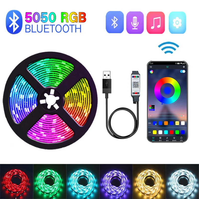 5V USB LED Strip Lights RGB Tape 5050 0.5m- 5m Bluetooth 5V flessibile RGB LED Strip lampada USB nastro diodo nastro Tv retroilluminazione a Led