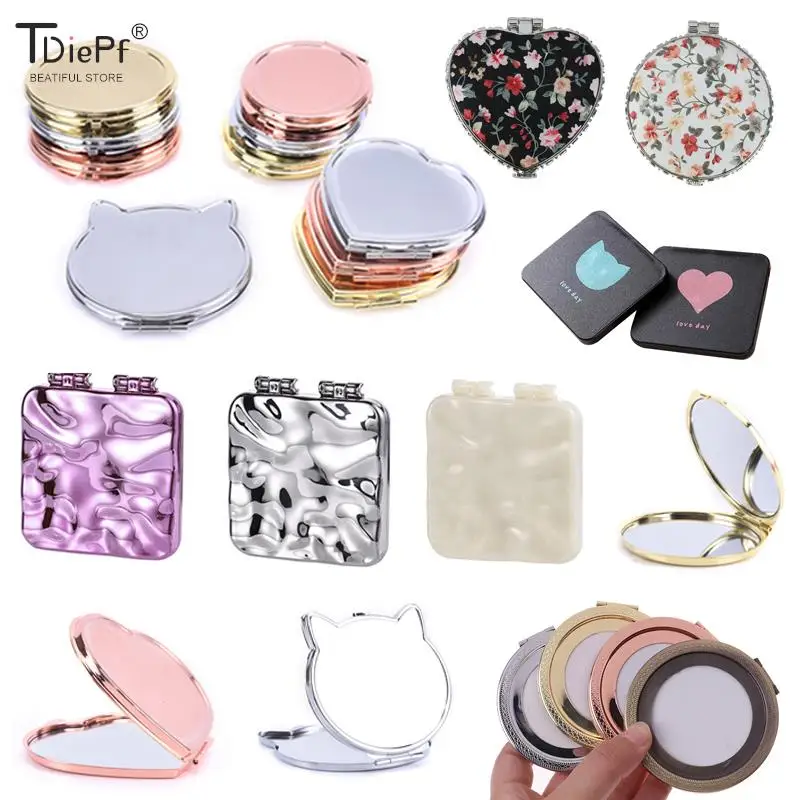 Specchio per il trucco con placcatura pieghevole Mini specchio per il trucco quadrato specchi per le mani specchio cosmetico tascabile compatto a doppia faccia