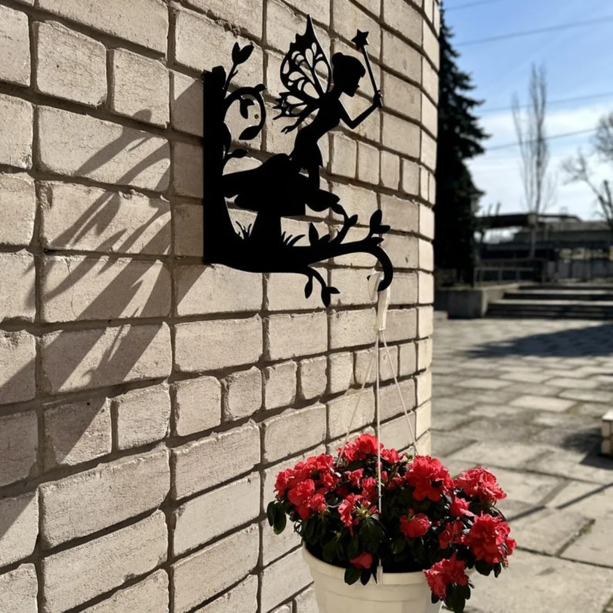 Metall-Feen-Wandpflanzenhalter, Langlebiger Blumentopf-Haken, Balkon-Dekoration Image