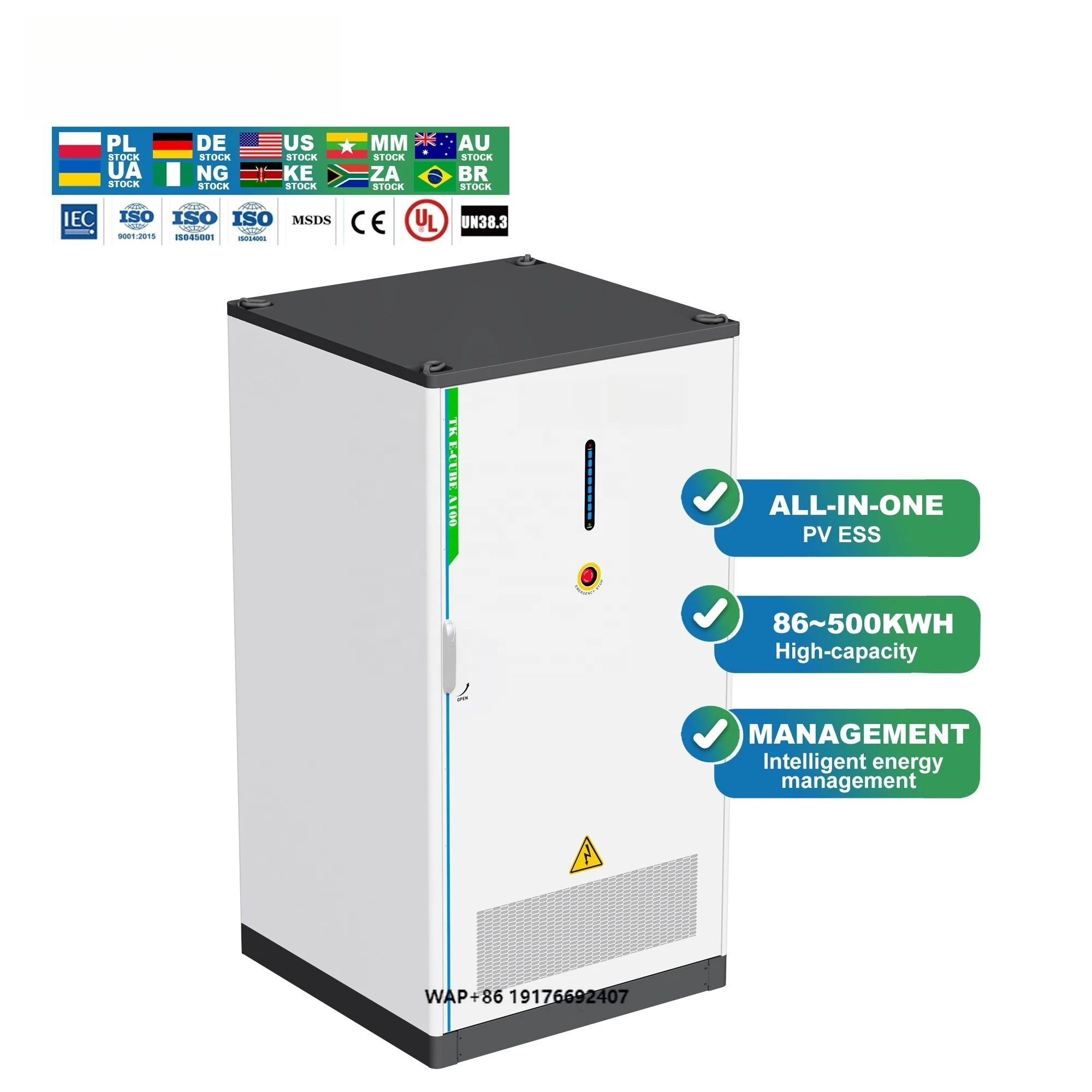 Solarbatterie 50kW 100kW 500kW Energiespeichersystem Kommerziell Industriell 50kWh 60kWh 100kWh 200kWh LiFePO4-Batterien Image