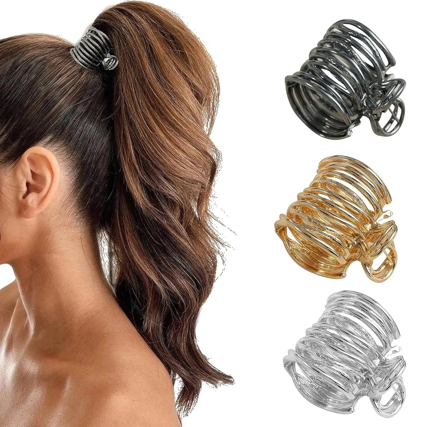 Mode Gold Farbe Hohl Geometrische Haar Clips Metall Haar Klaue Kreuz Haarspange Stirnband Haarnadel Haar Krabben Frauen Haar Zubehör Image