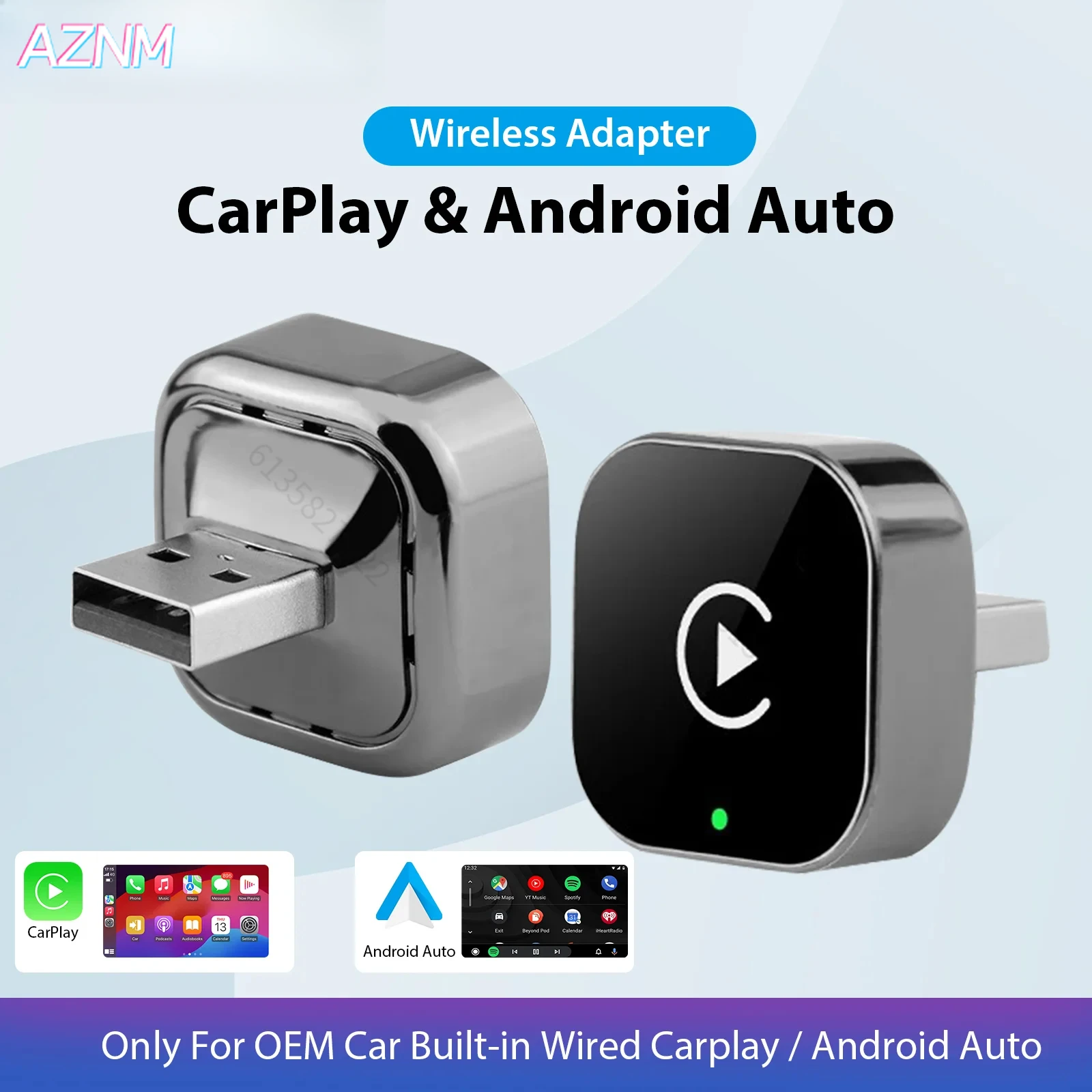 2026 Kabelloser CarPlay-Adapter 2-in-1 Kabelgebunden zu Kabellos Dongle für Apple & Android Smartphones Plug-and-Play Universelles Auto-Zubehör Image