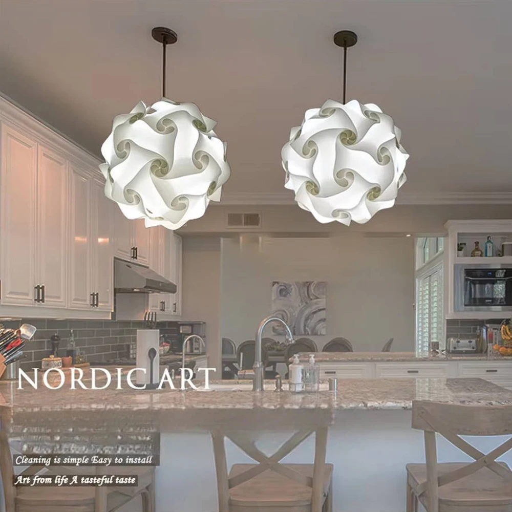 Moderne Kreative IQ DIY Puzzle Licht Nordic Anhänger Lampe Schatten Dekoration Kronleuchter Hängen Beleuchtung Wohnaccessoires