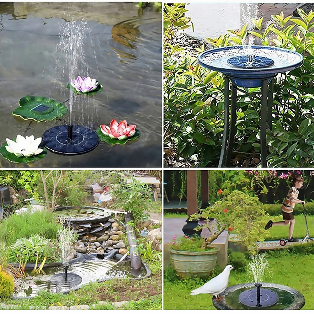1W Solarbetriebene Springbrunnenpumpe mit 35-50CM Förderhöhe, schwimmende Solarpumpe mit 6 Düsen für Gartenteiche, Pools und Fischbecken Image