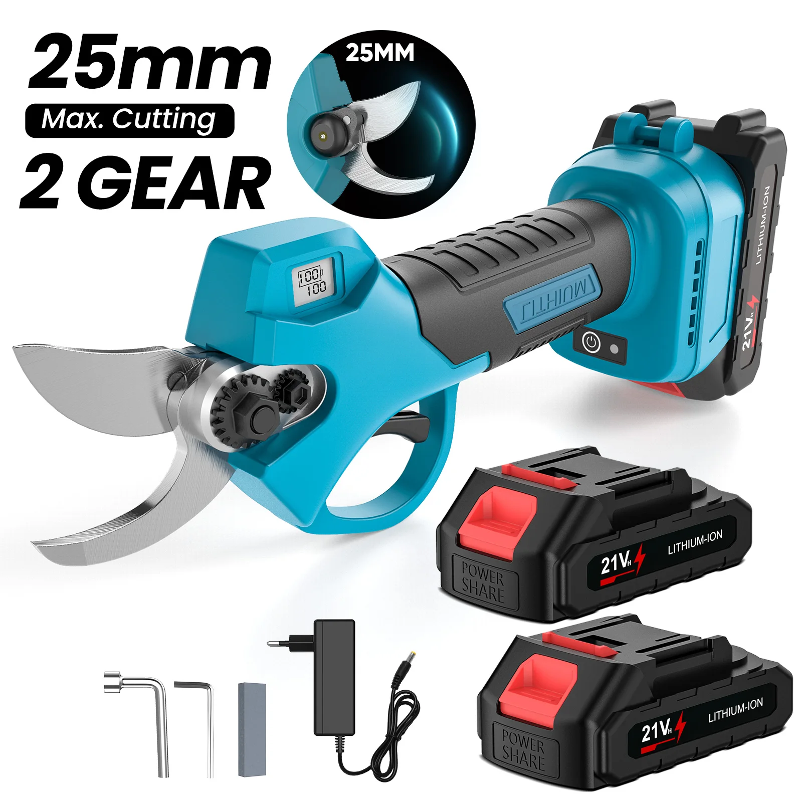 25-mm-bürstenlose elektrische Bonsai-Schere mit 2 Stufen, kabelloses Garten-Bonsai-Verschönerungswerkzeug, geeignet für Makita-Akku Image