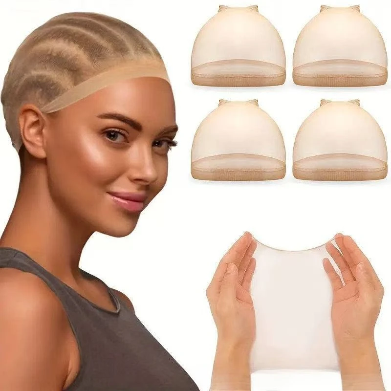 Unsichtbare HD-Haarperückenkappe – weiche, atmungsaktive, elastische, ultradünne, dehnbare Strumpfkappe in beige, hautähnlicher Farbe für alle Größen, sicherer Sitz Image