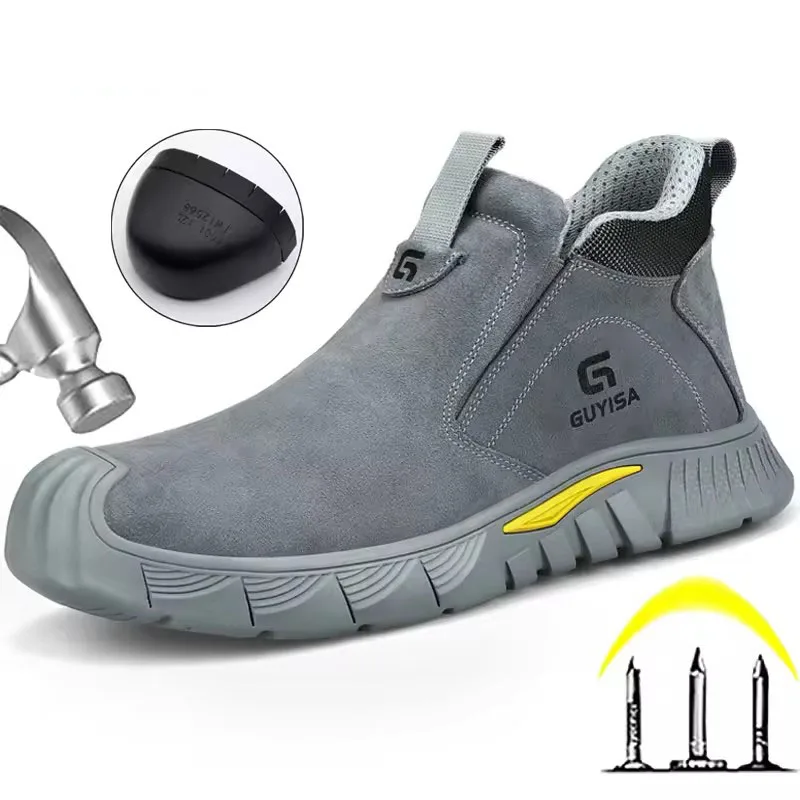 Sicherheitsstiefel für Herren, Schweißer-Sicherheitsschuhe, unzerstörbare Sicherheitsschuhe, Arbeitsschuhe mit Stahlkappe, Sicherheitsstiefel, Schuhe Image