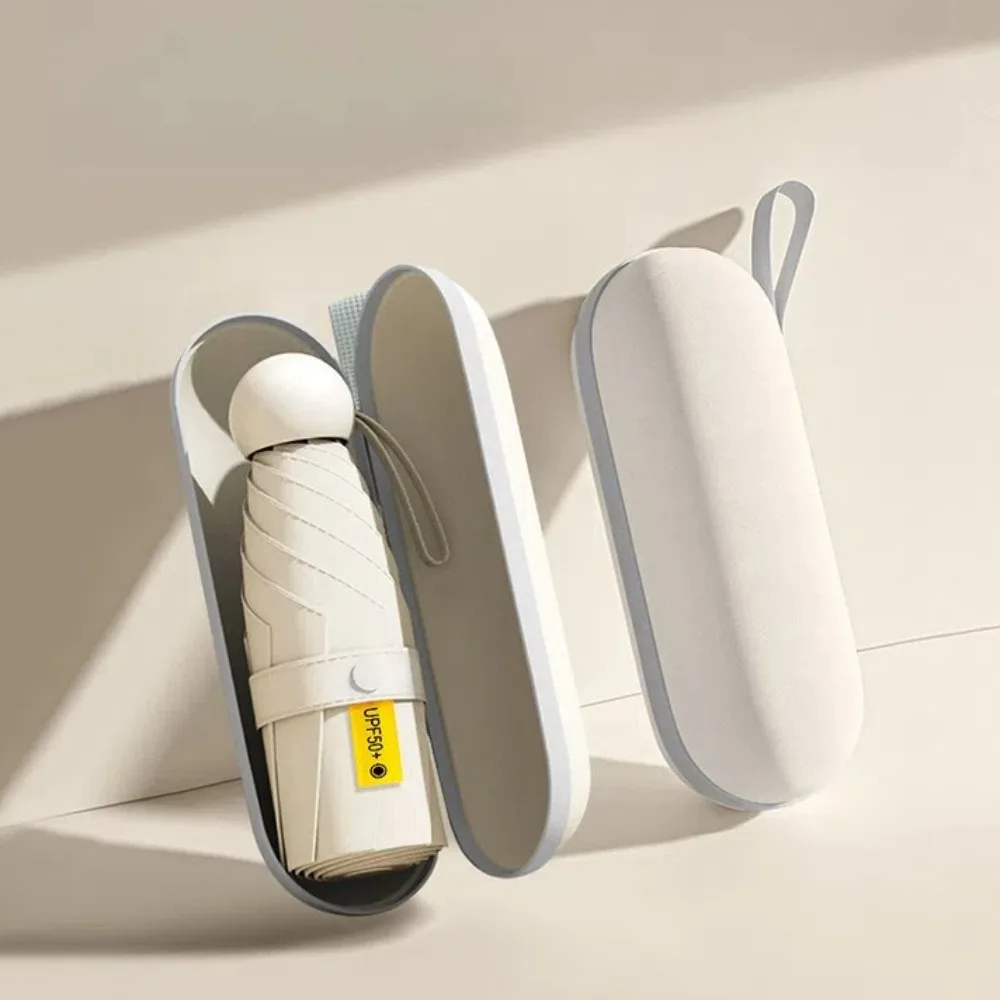 Neuer Mini-Kapsel-Faltschirm UPF50+ Vinyl Sonnen- und Regenschirm UV-Sonnenschutz Tragbares Reisezubehör für Outdoor Image