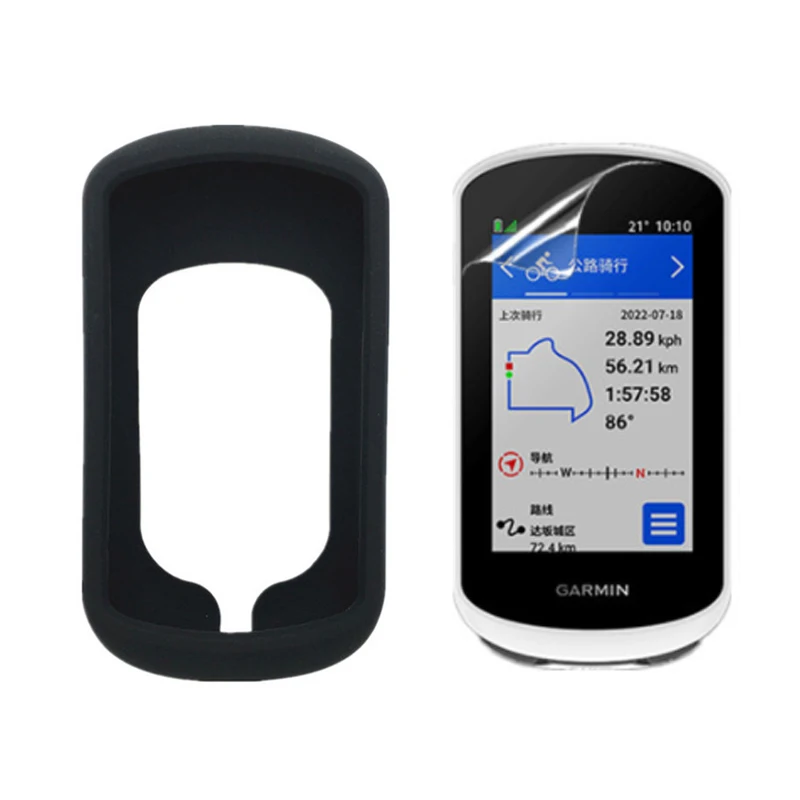 Silikon Shell Bumper Cover Schutzhülle Screen Protector Film Für Garmin Edge Explore 2 Fahrrad Fahrrad Computer Explore 2 Haut Image