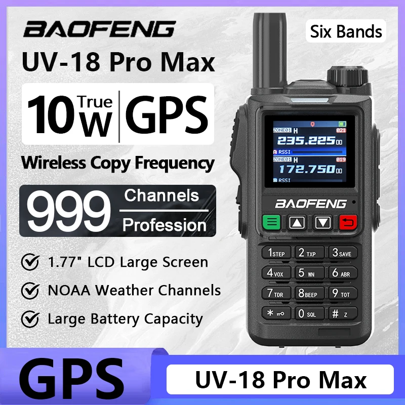 Baofeng uv 18 pro max gps walkie talkie am fm sechs-band drahtlose kopie frequenz langstrecken hoch leistung typ c noaa funkgeräte Image